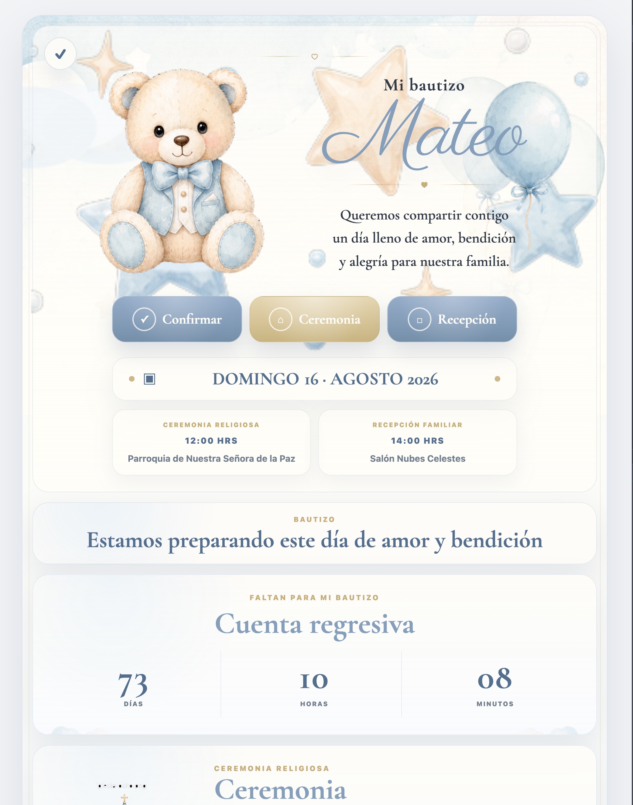 Bautizo Osito Celeste